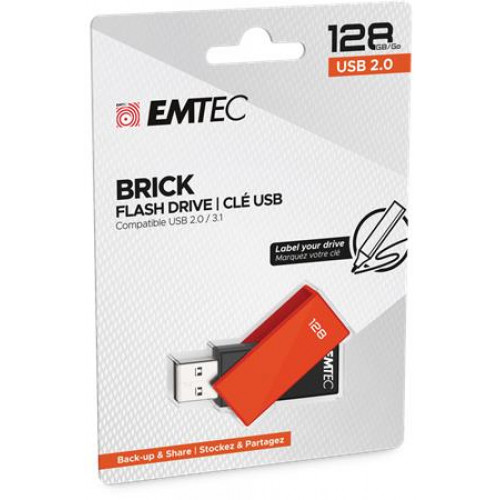 Emtec Pendrive 128GB USB 2.0C350 Brick narancssárga