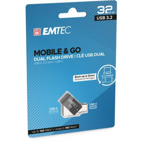 Emtec Pendrive 32GB USB 3.2 USB-A bemenet/USB-C kimenetT260C Dual