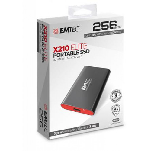 SSD (külső memória) 256GB USB 3.2 500/500 MB/s Emtec X210