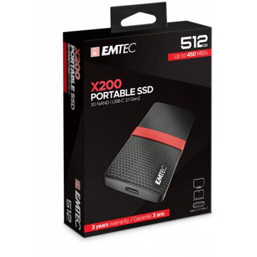 SSD (külső memória) 512GB USB 3.2 420/450 MB/s Emtec X200