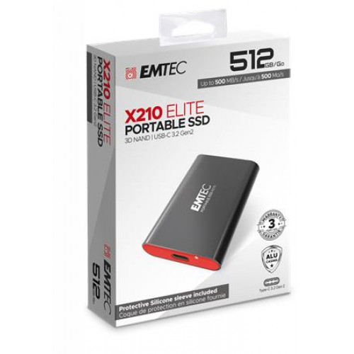 SSD (külső memória) 512GB USB 3.2 500/500 MB/s Emtec X210