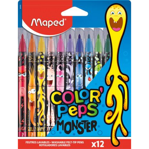 Maped Filctoll készlet 2,8mm kimoshatóColor Peps Monster 12 különböző szín