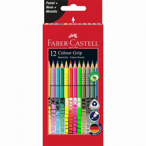 Faber-Castell Színes ceruza készlet háromszögletűColour Grip 12 különböző szín