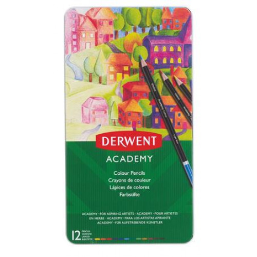 Derwent Színes ceruza készlet fém dobozAcademy 12 különböző szín