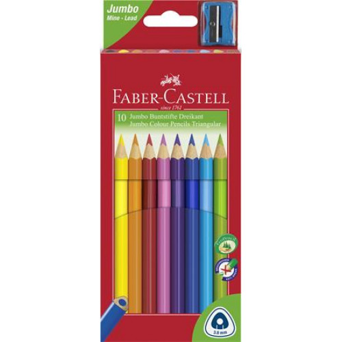 Faber-Castell Színes ceruza készlet háromszögletűJumbo 10 különböző szín