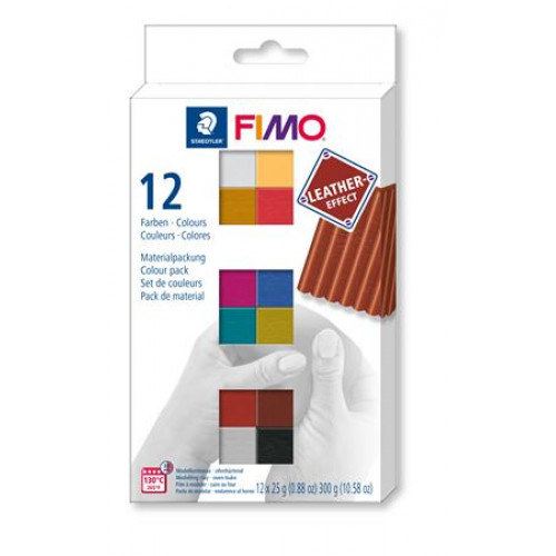 Fimo Gyurma készlet 12x25g égethetőLeather Effect 12 különböző szín