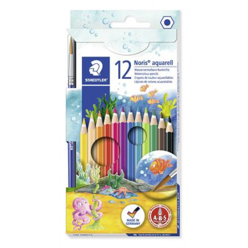 Staedtler Akvarell ceruza készlet ecsettelNoris aquarell 144 10 12 különböző szín