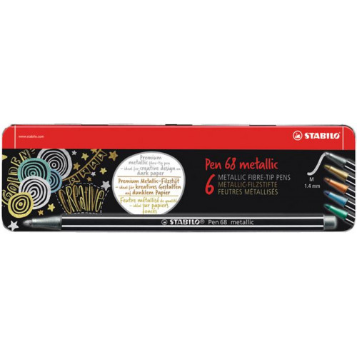 Stabilo Rostirón készlet 1,4mm fém dobozPen 68 metallic 6 különböző szín