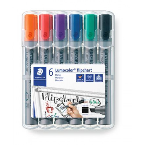 Staedtler Flipchart marker készlet 2-5mm vágottLumocolor 356 B 6 különböző szín