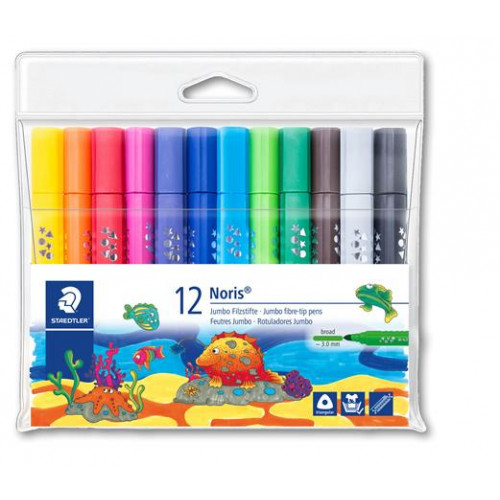 Staedtler Filctoll készlet 3mm háromszögletű kimoshatóNoris jumbo 328-B 12 különböző szín