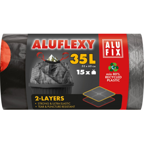 Szemeteszsák 35l 2 rétegű rugalmas flexibilis 15db Aluflexy Alufix