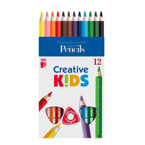 Ico Színes ceruza készlet háromszögletű vastagCreative kids 12 különböző szín