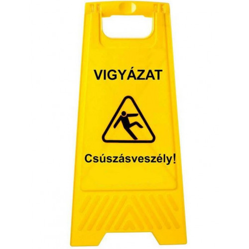 Figyelmeztető tábla kétoldalas - Vigyázat csúszásveszély! magyar felirattal