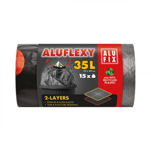 Alufix Szemeteszsák 35l 2 rétegű rugalmas flexibilis (húzófüles) 15db Aluflexy 