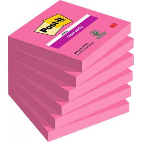 3M Postit Öntapadó jegyzettömb 76x76mm 6x90lapSuper Sticky pink